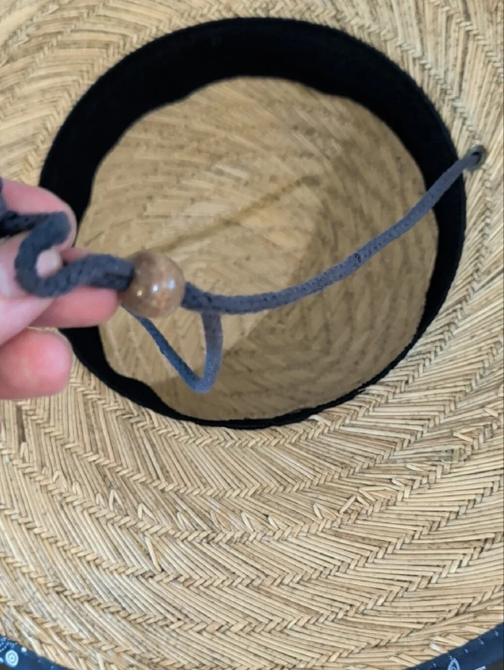 Infinity Headwear UPF 50+ Wide-Brim Straw Sun Hat with Navy Trim